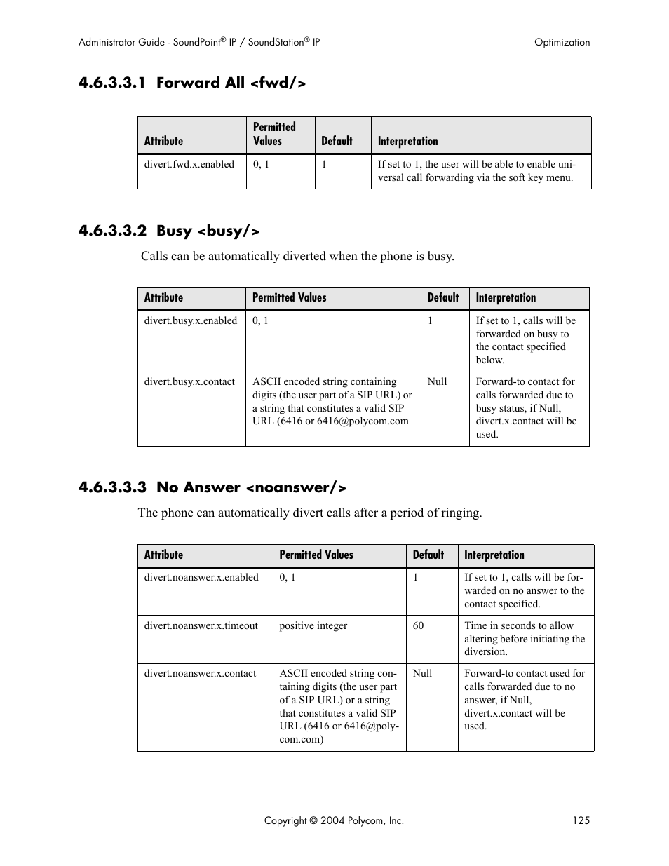 1 forward all <fwd, 2 busy <busy, 3 no answer <noanswer | Polycom Version 1.4.x 17 User Manual | Page 133 / 147