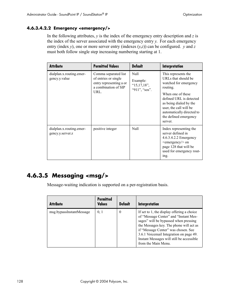 5 messaging <msg | Polycom Version 1.4.x 17 User Manual | Page 136 / 147