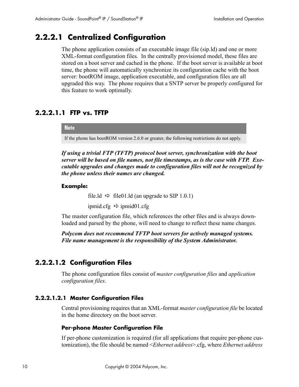 1 centralized configuration, 1 ftp vs. tftp, 2 configuration files | Polycom Version 1.4.x 17 User Manual | Page 18 / 147