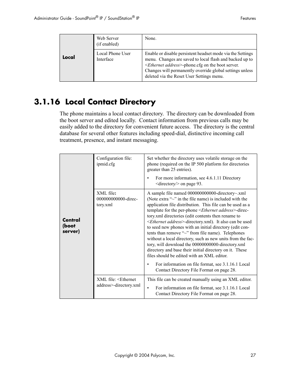 16 local contact directory | Polycom Version 1.4.x 17 User Manual | Page 35 / 147