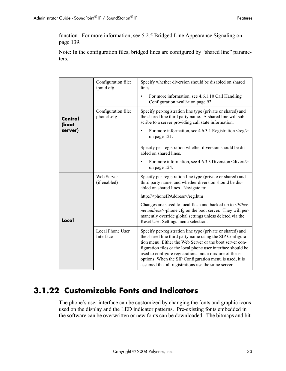 22 customizable fonts and indicators | Polycom Version 1.4.x 17 User Manual | Page 41 / 147