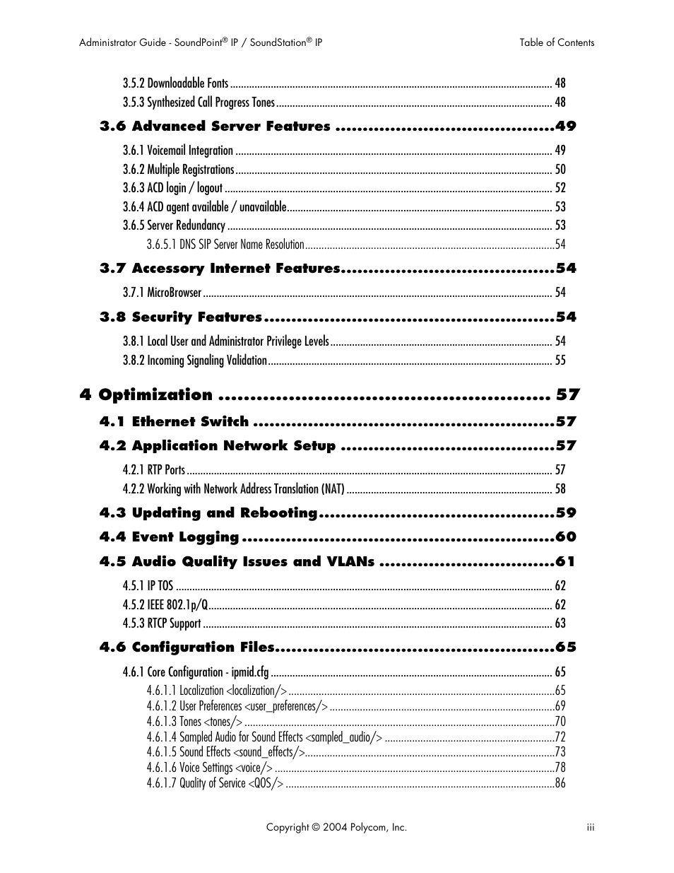 4 optimization | Polycom Version 1.4.x 17 User Manual | Page 5 / 147