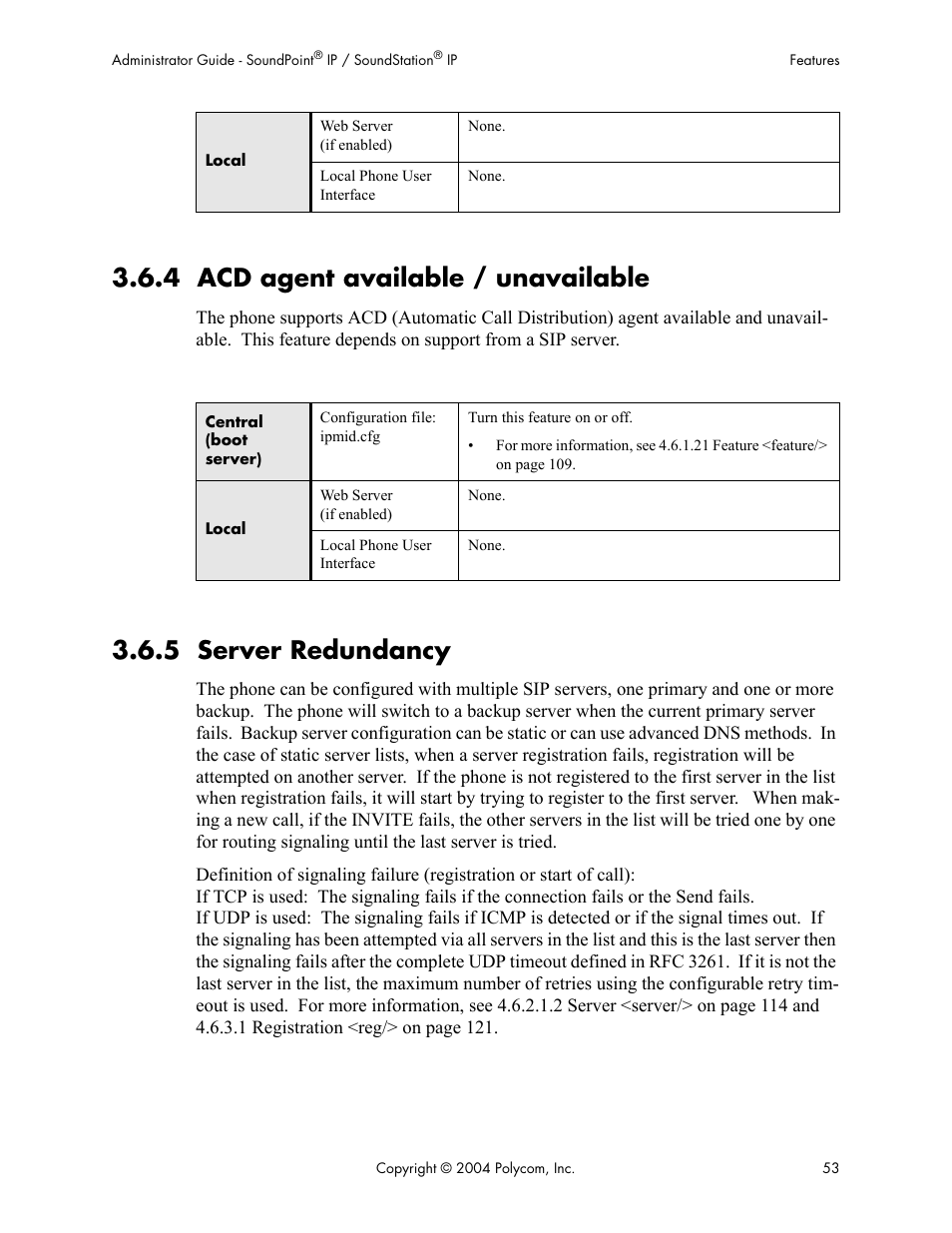 4 acd agent available / unavailable, 5 server redundancy | Polycom Version 1.4.x 17 User Manual | Page 61 / 147