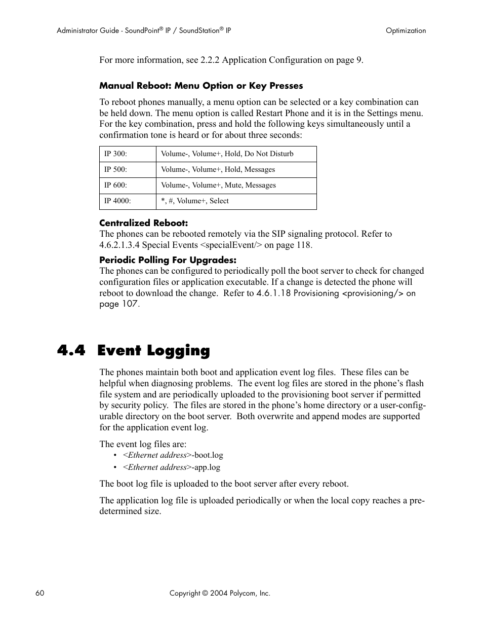 4 event logging | Polycom Version 1.4.x 17 User Manual | Page 68 / 147