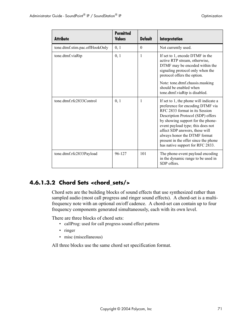 2 chord sets <chord_sets, 2 chord sets <chord_sets/> on | Polycom Version 1.4.x 17 User Manual | Page 79 / 147