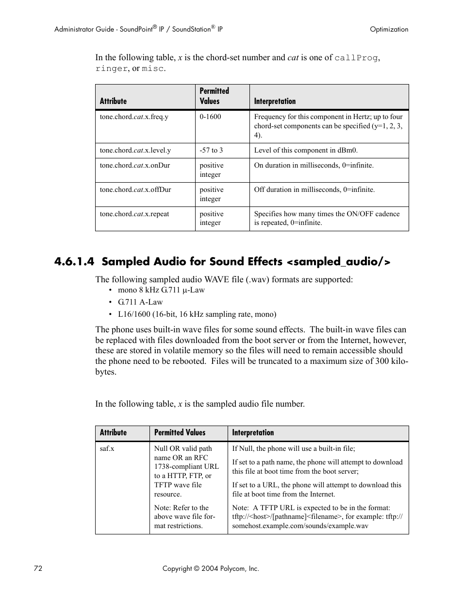 4 sampled audio for sound effects <sampled_audio | Polycom Version 1.4.x 17 User Manual | Page 80 / 147