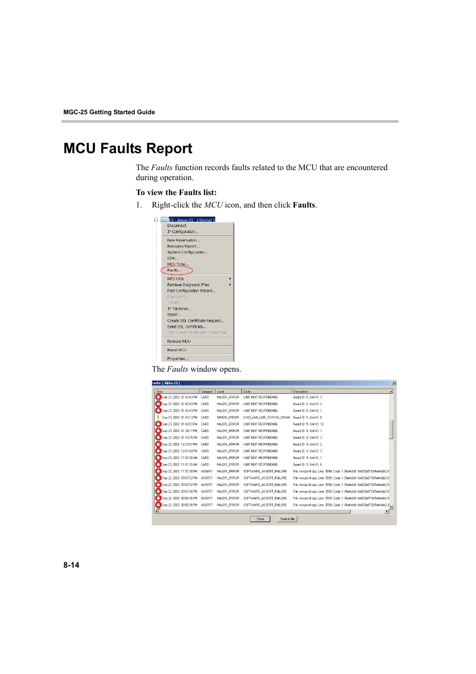 Mcu faults report, Mcu faults report -14 | Polycom DOC2232A User Manual | Page 108 / 132