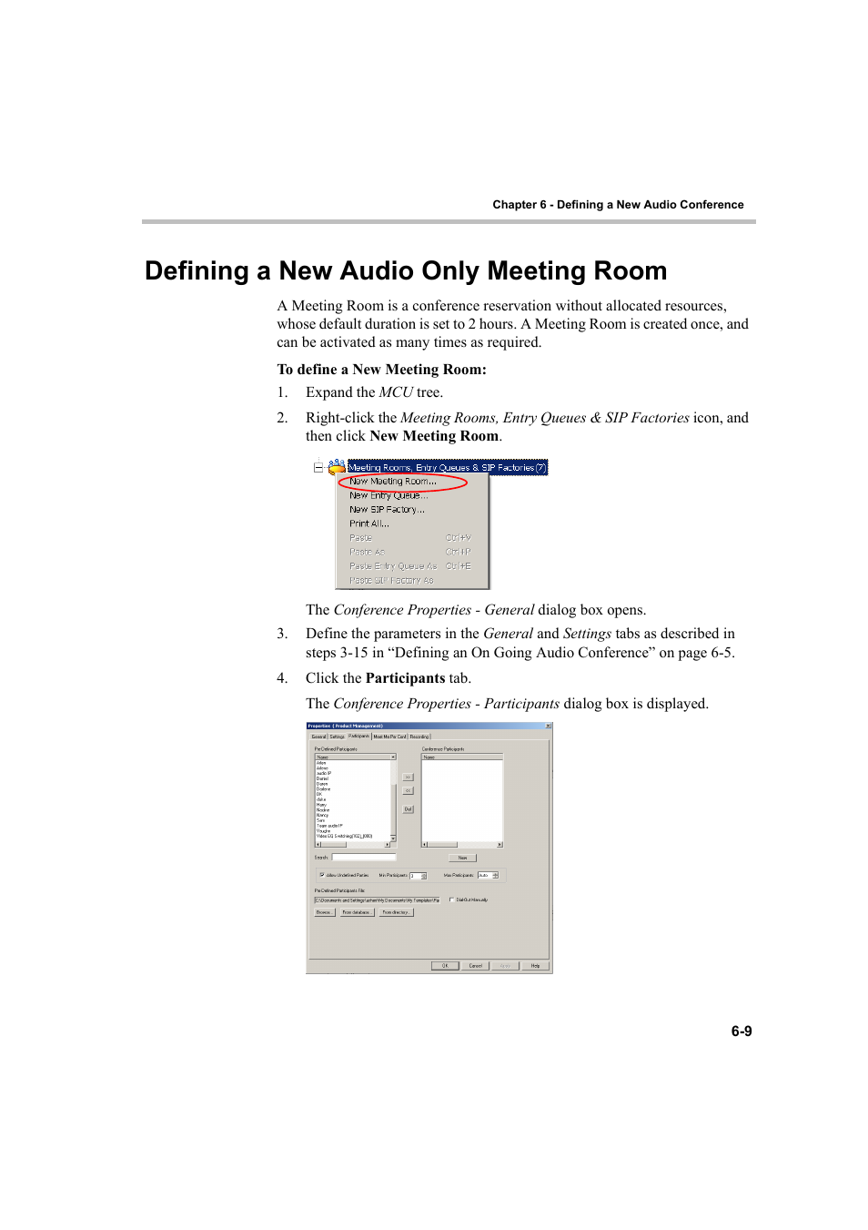 Defining a new audio only meeting room, Defining a new audio only meeting room -9 | Polycom DOC2232A User Manual | Page 79 / 132