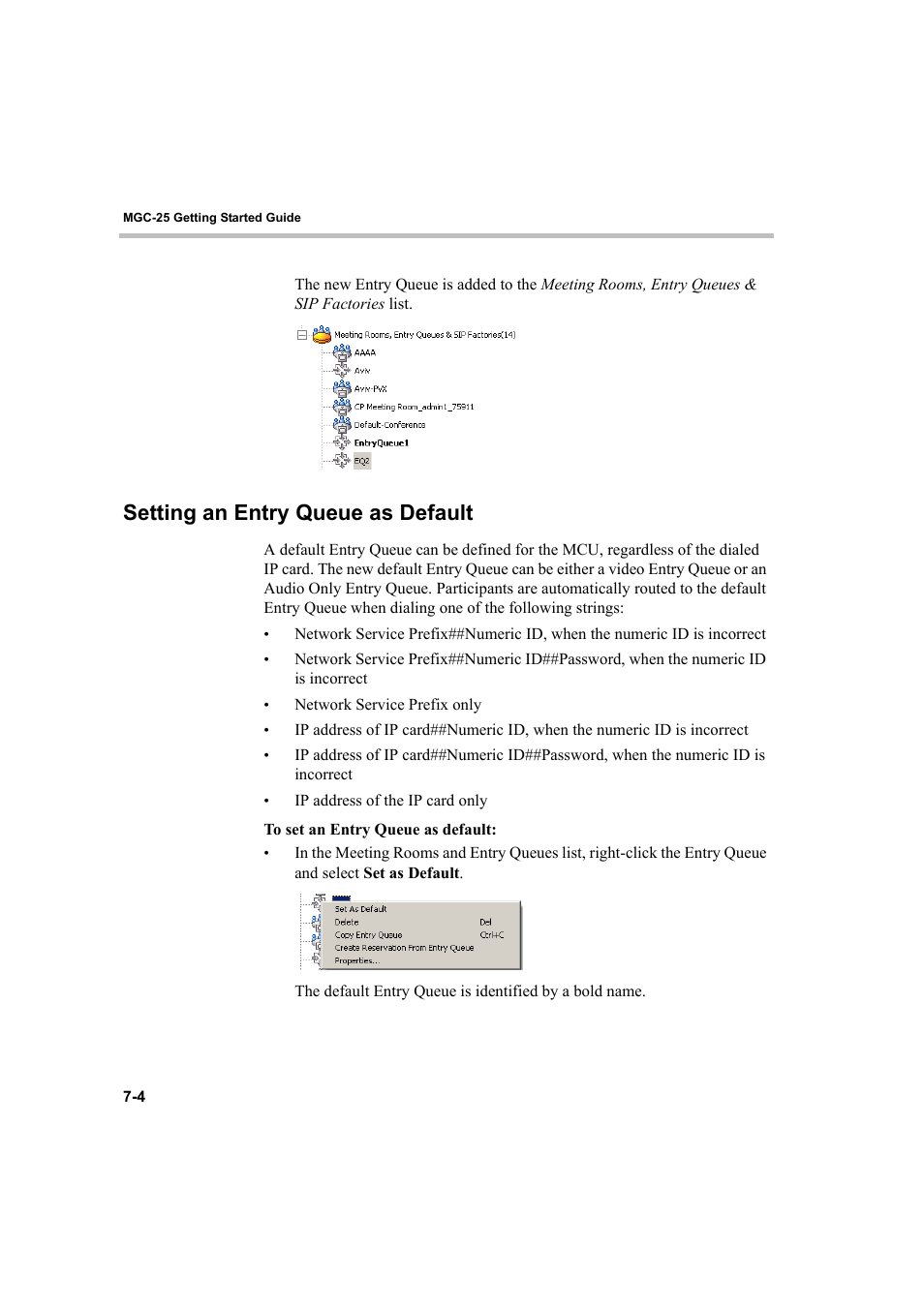 Setting an entry queue as default, Setting an entry queue as default -4 | Polycom DOC2232A User Manual | Page 86 / 132