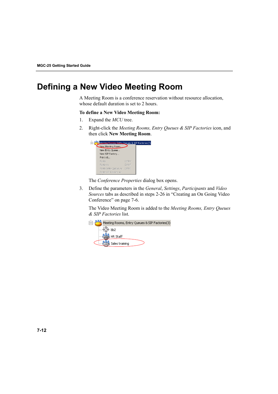 Defining a new video meeting room, Defining a new video meeting room -12 | Polycom DOC2232A User Manual | Page 94 / 132