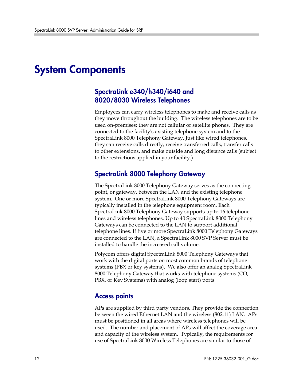 System components | Polycom SpectraLink 8000 User Manual | Page 12 / 40