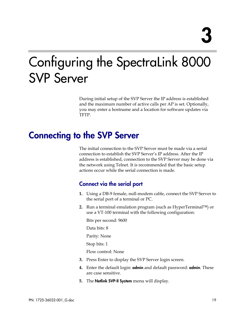 Configuring the spectralink 8000 svp server, Connecting to the svp server | Polycom SpectraLink 8000 User Manual | Page 19 / 40