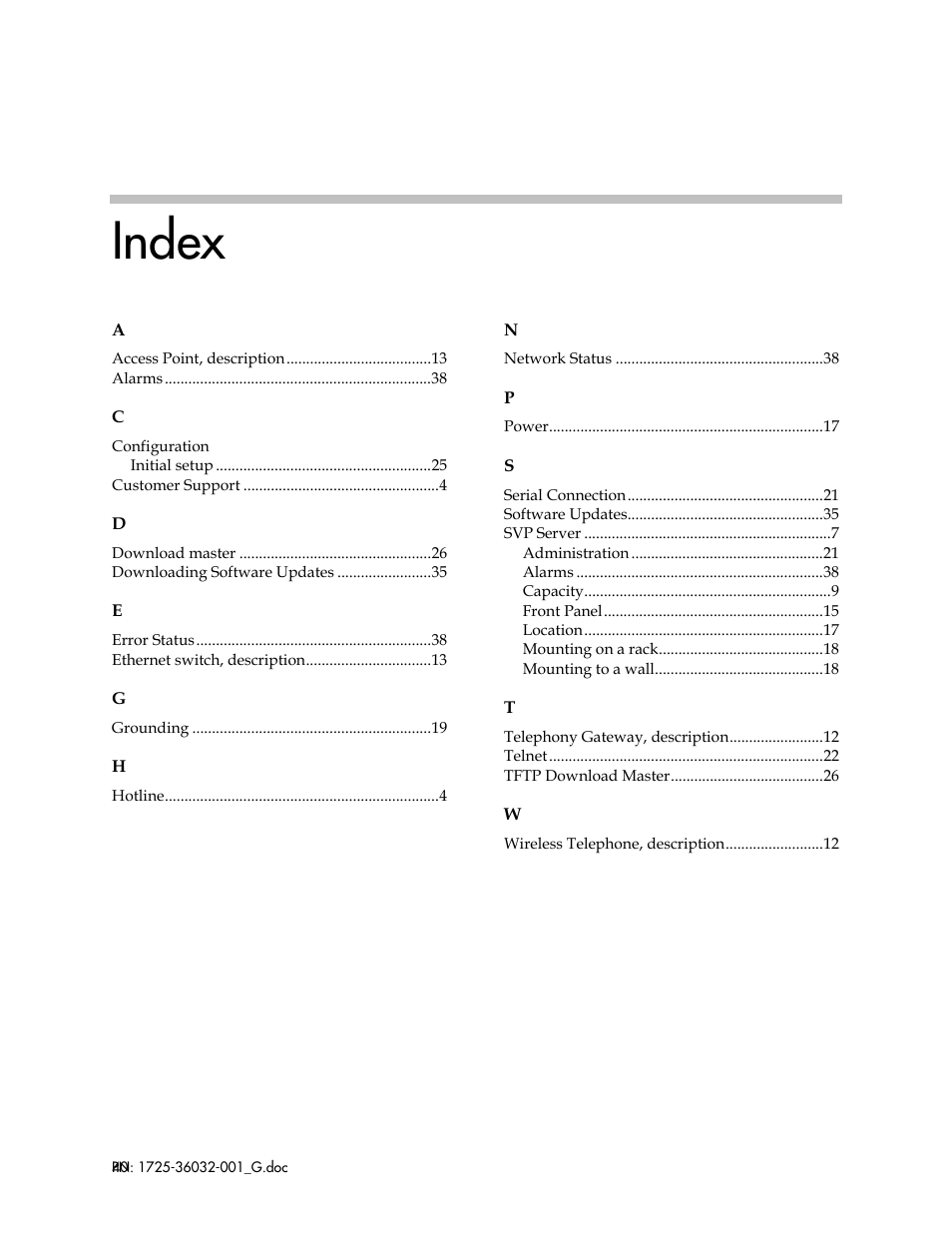 Index | Polycom SpectraLink 8000 User Manual | Page 40 / 40