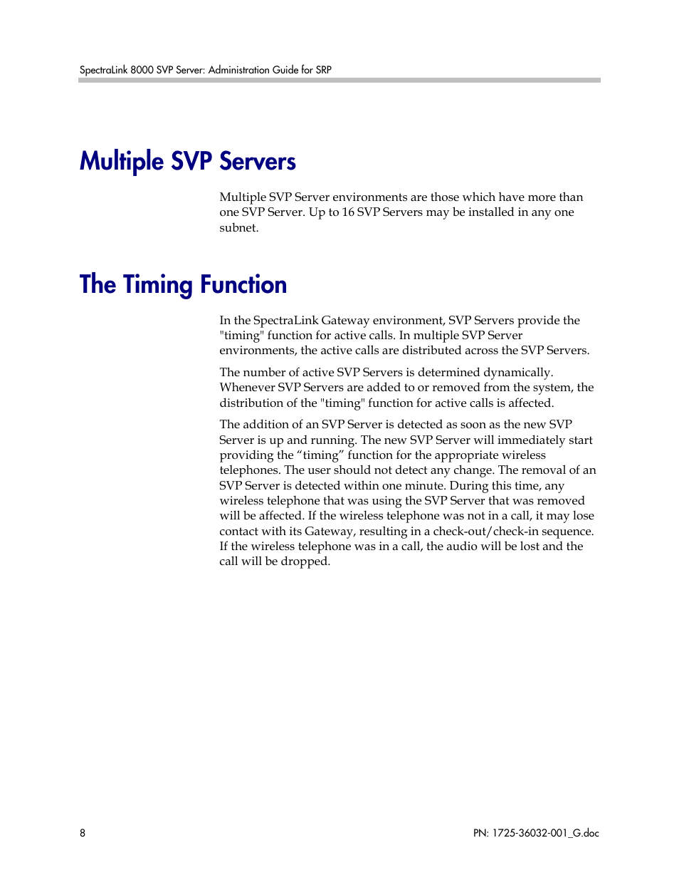 Multiple svp servers, The timing function, Multiple svp servers the timing function | Polycom SpectraLink 8000 User Manual | Page 8 / 40