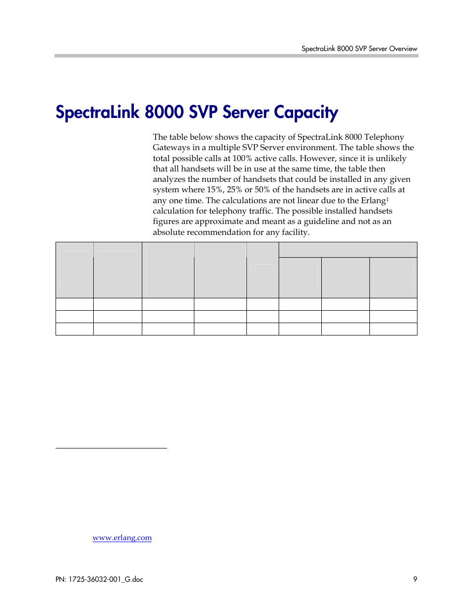 Spectralink 8000 svp server capacity | Polycom SpectraLink 8000 User Manual | Page 9 / 40