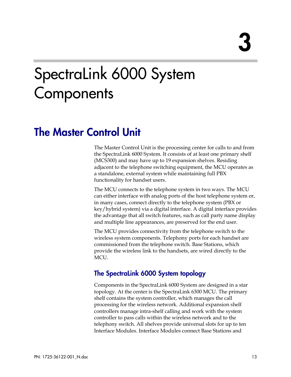 Spectralink 6000 system components, The master control unit, The spectralink 6000 system topology | Polycom SpectraLink RCO400 User Manual | Page 13 / 68