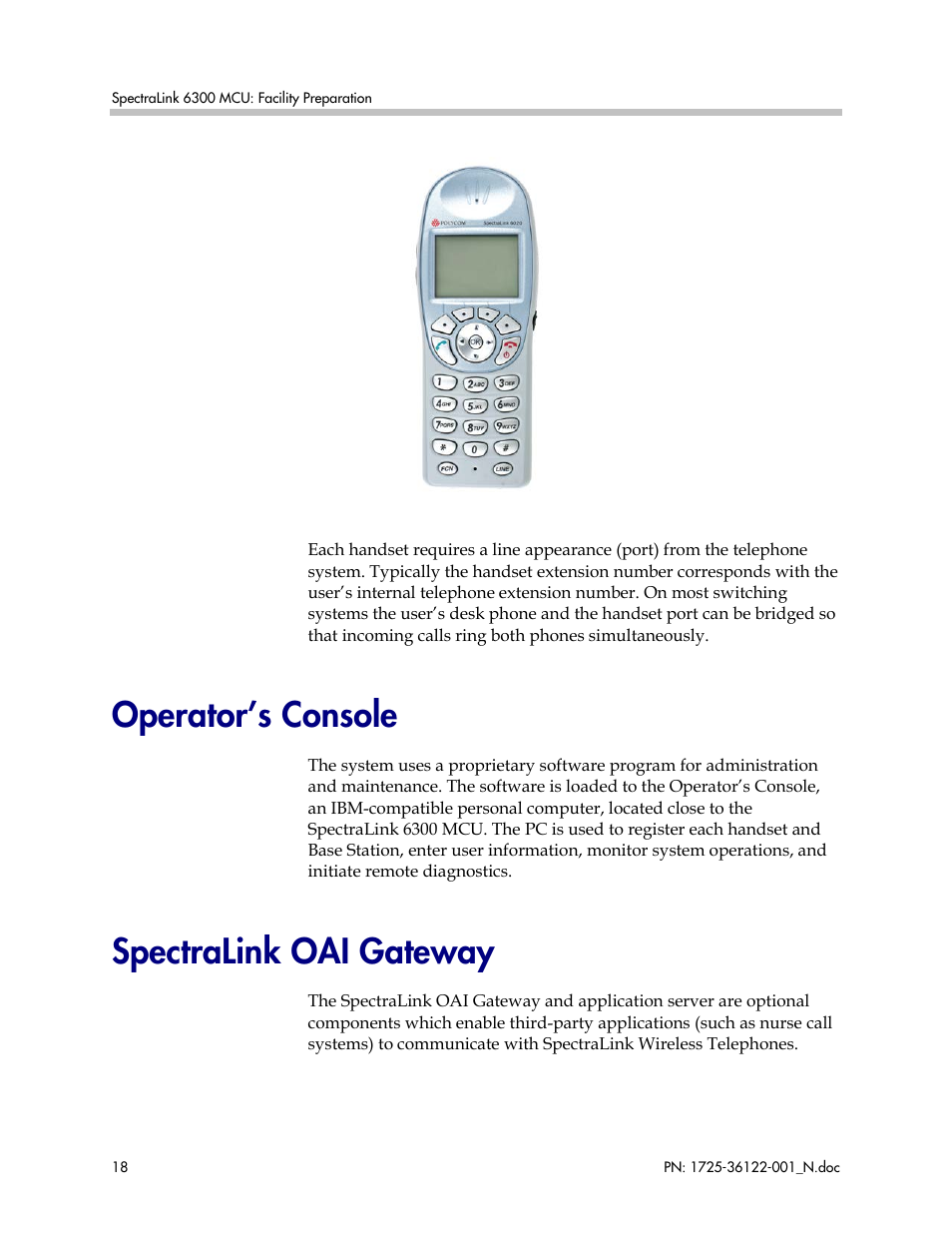 Operator’s console, Spectralink oai gateway, Operator’s console spectralink oai gateway | Polycom SpectraLink RCO400 User Manual | Page 18 / 68