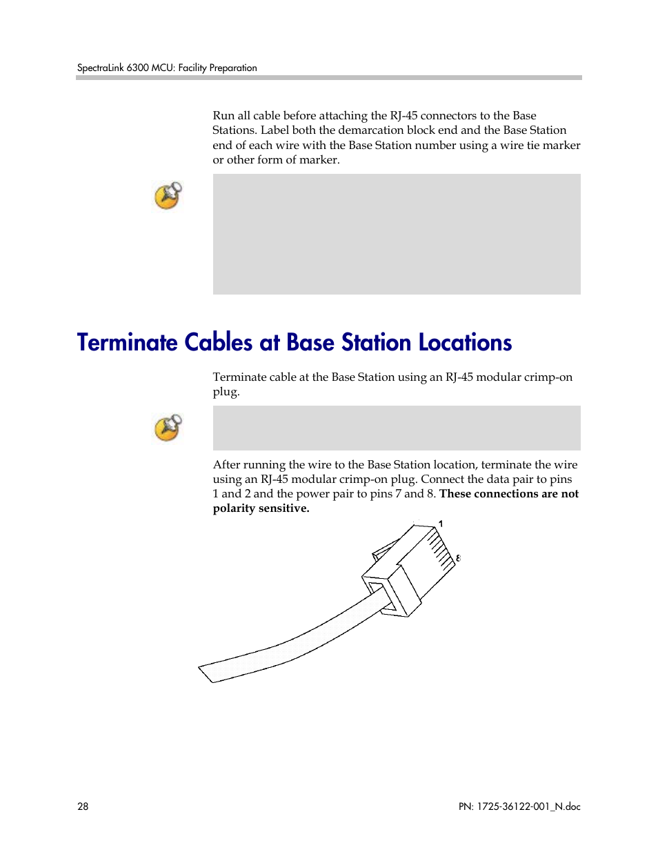 Terminate cables at base station locations | Polycom SpectraLink RCO400 User Manual | Page 28 / 68