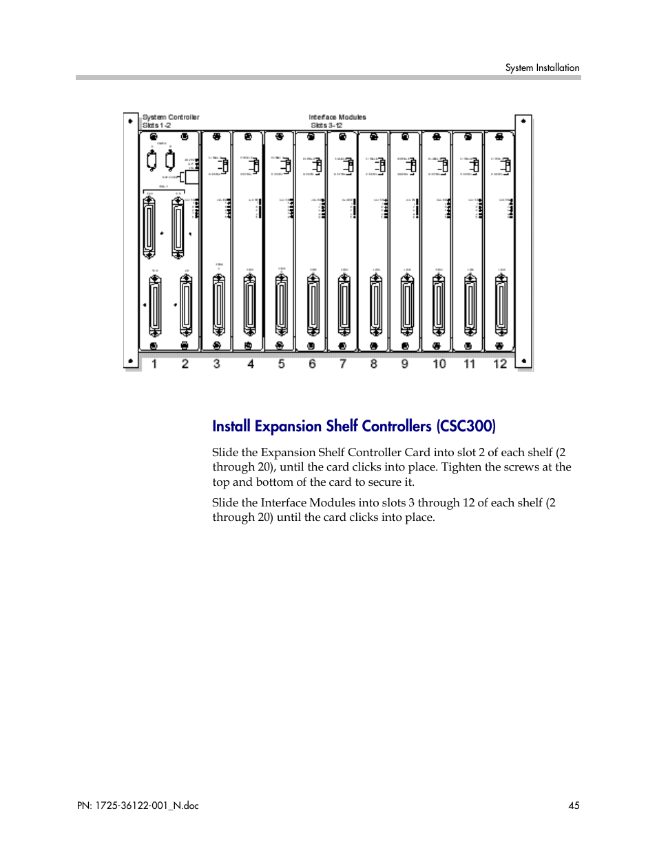 Install expansion shelf controllers (csc300) | Polycom SpectraLink RCO400 User Manual | Page 45 / 68