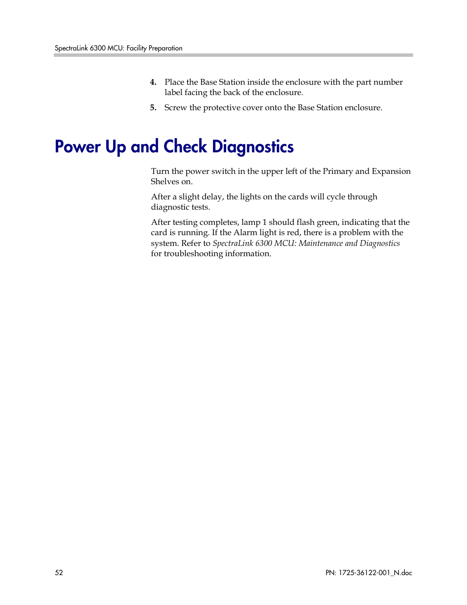 Power up and check diagnostics | Polycom SpectraLink RCO400 User Manual | Page 52 / 68