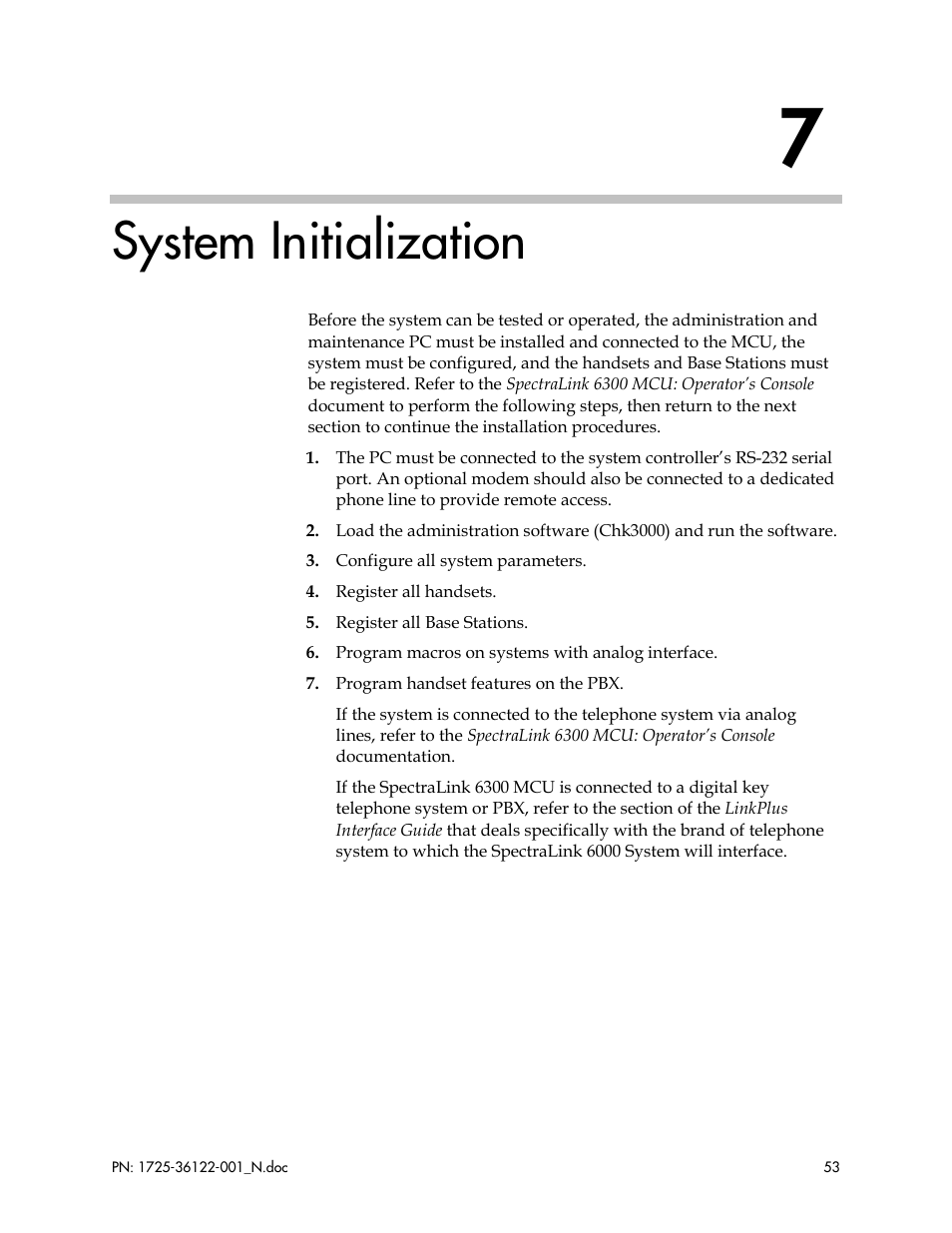 System initialization | Polycom SpectraLink RCO400 User Manual | Page 53 / 68