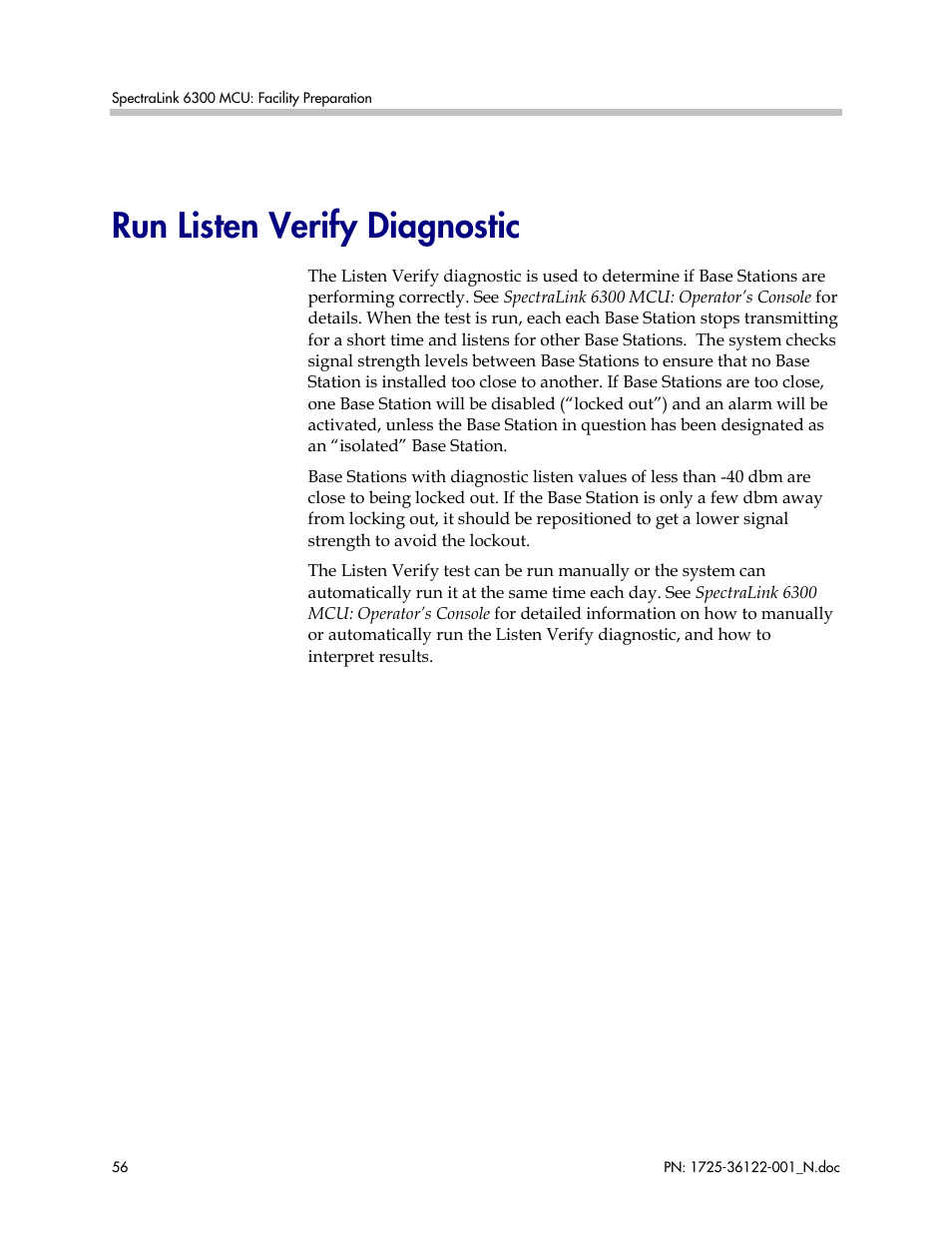 Run listen verify diagnostic | Polycom SpectraLink RCO400 User Manual | Page 56 / 68