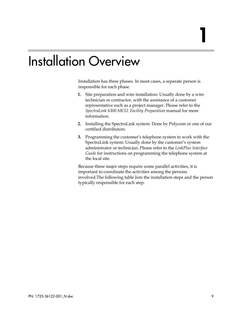 Installation overview | Polycom SpectraLink RCO400 User Manual | Page 9 / 68