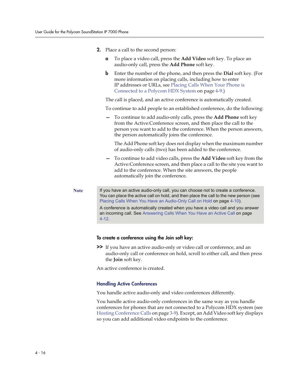 Handling active conferences -16 | Polycom 7000 User Manual | Page 102 / 130