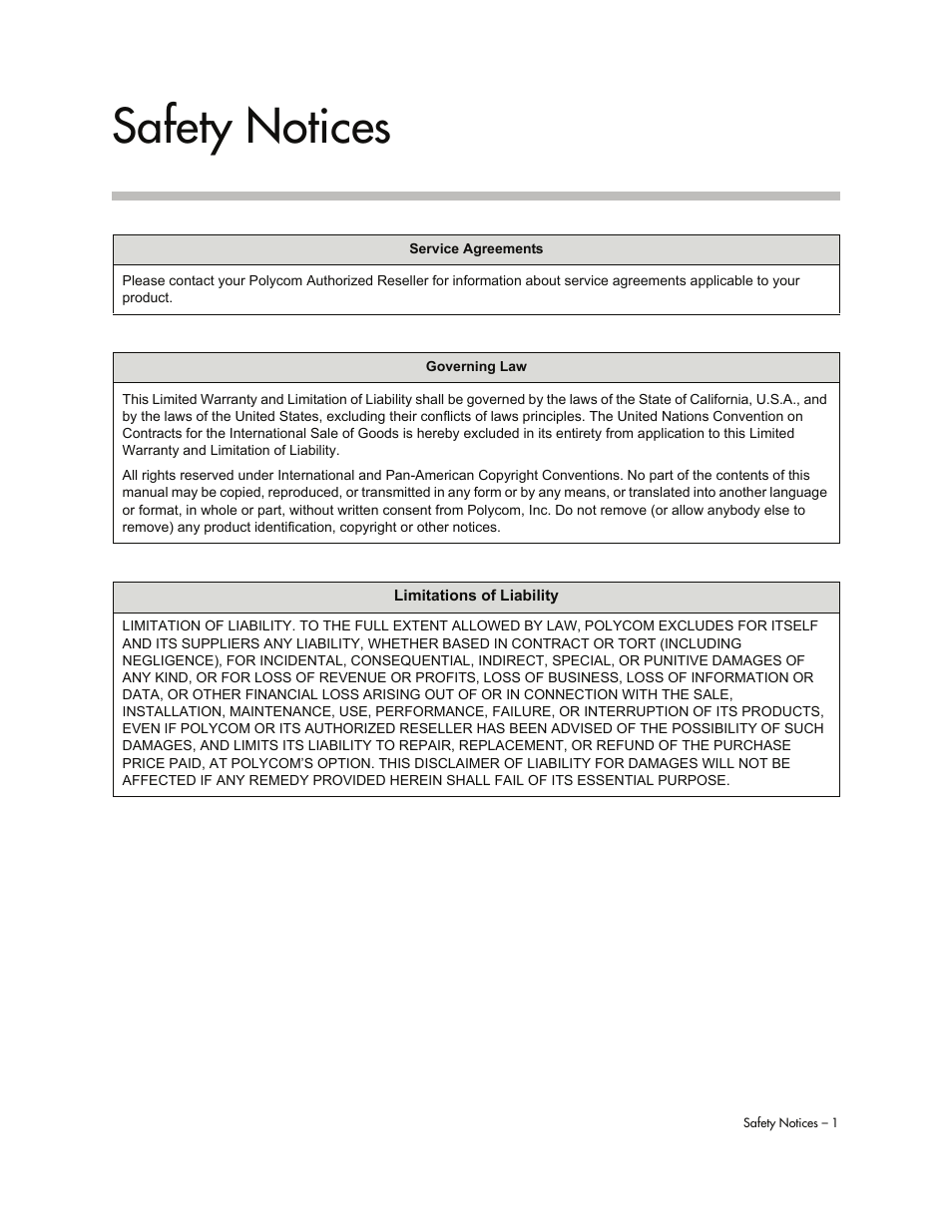 Safety notices | Polycom 7000 User Manual | Page 123 / 130