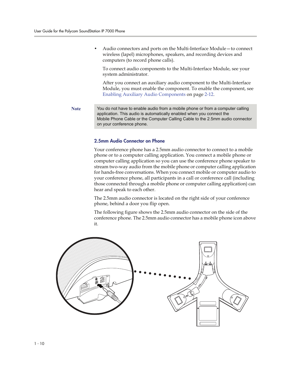 5mm audio connector on phone -10 | Polycom 7000 User Manual | Page 18 / 130