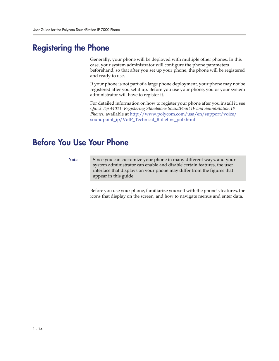 Registering the phone, Before you use your phone | Polycom 7000 User Manual | Page 22 / 130