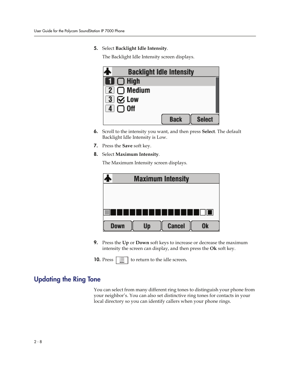 Updating the ring tone, Updating the ring tone -8 | Polycom 7000 User Manual | Page 38 / 130