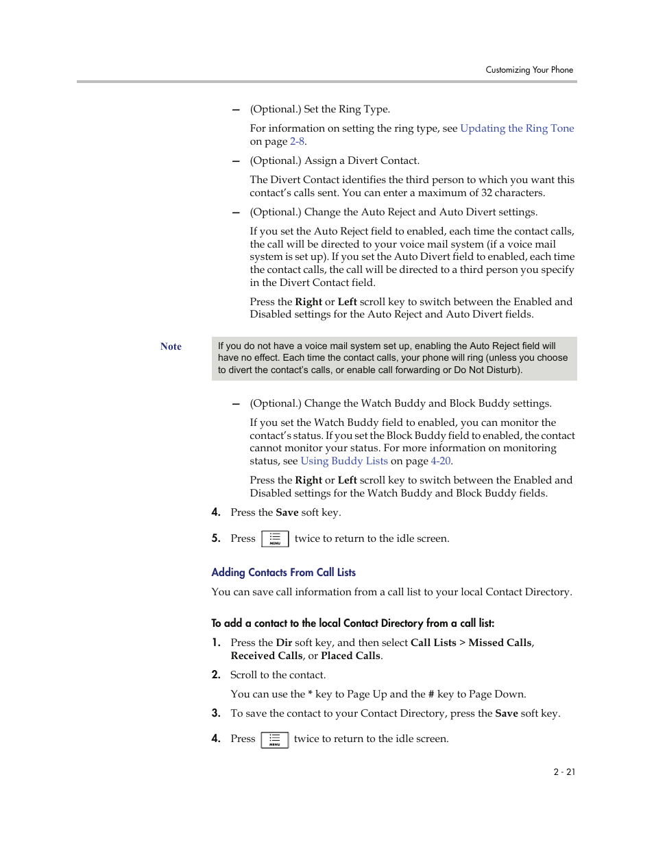 Adding contacts from call lists -21 | Polycom 7000 User Manual | Page 51 / 130