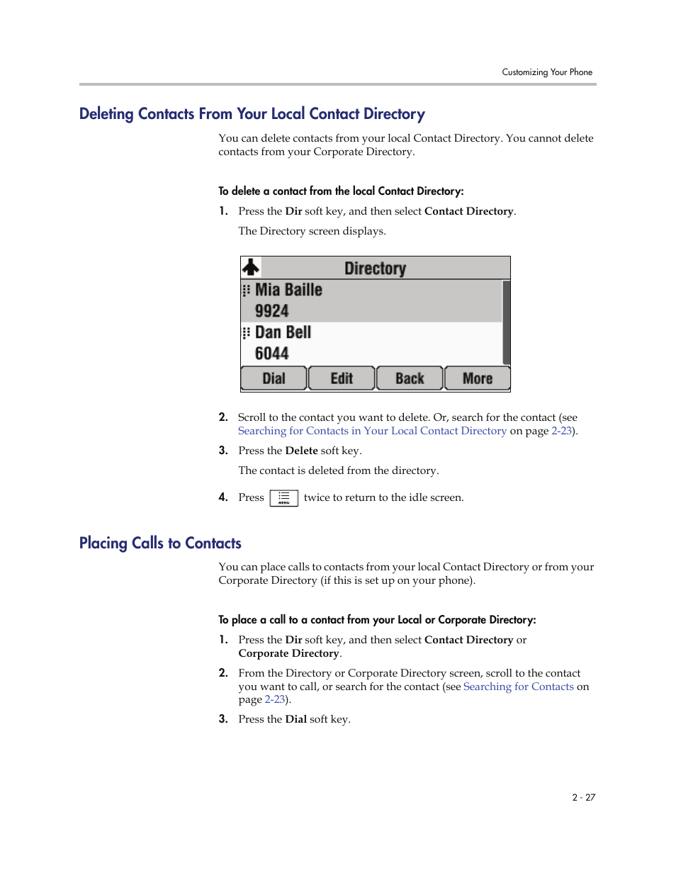 Placing calls to contacts | Polycom 7000 User Manual | Page 57 / 130