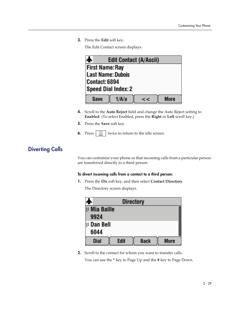 Diverting calls, Diverting calls -29 | Polycom 7000 User Manual | Page 59 / 130