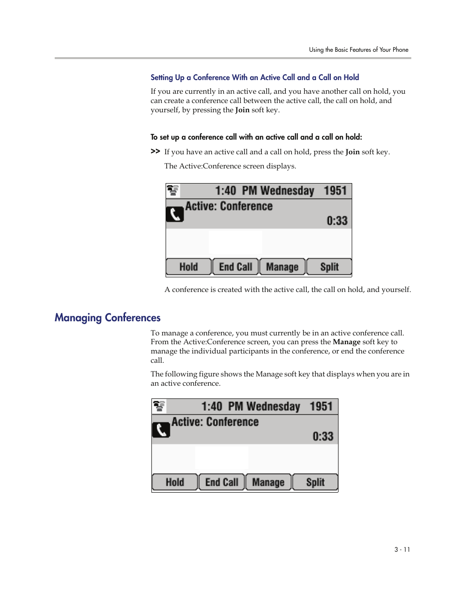 Managing conferences, Managing conferences -11 | Polycom 7000 User Manual | Page 73 / 130