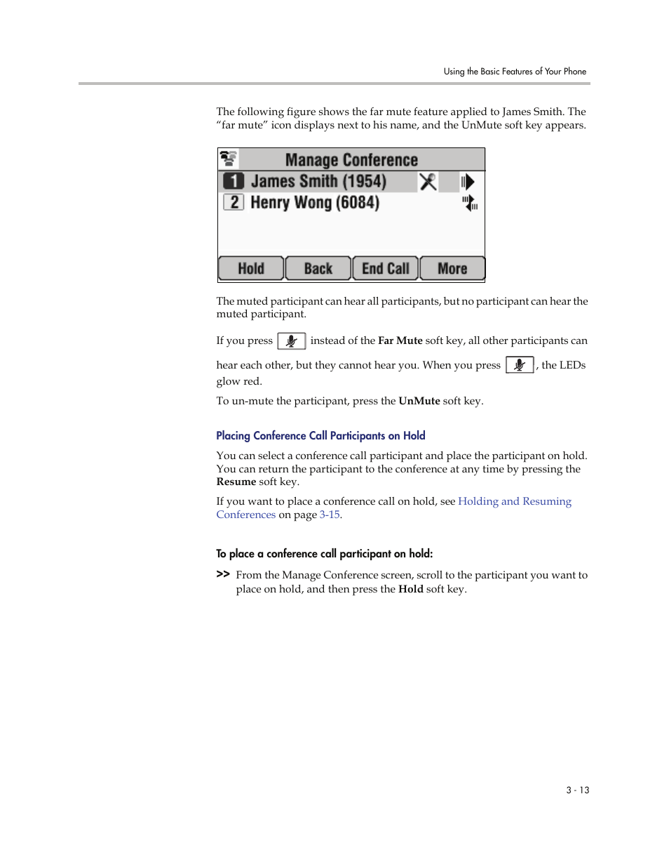 Placing conference call participants on hold -13 | Polycom 7000 User Manual | Page 75 / 130