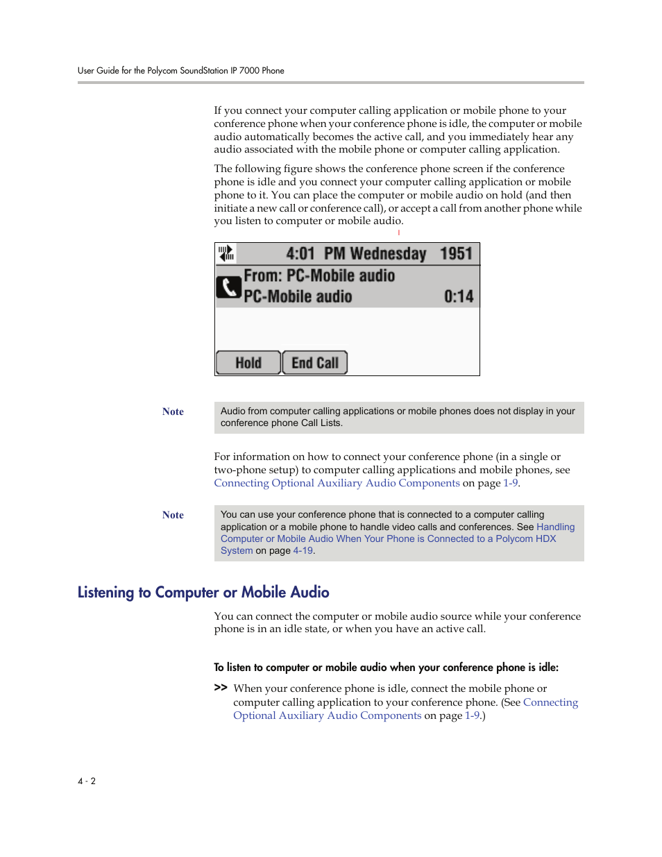 Listening to computer or mobile audio, Listening to computer or mobile audio -2 | Polycom 7000 User Manual | Page 88 / 130