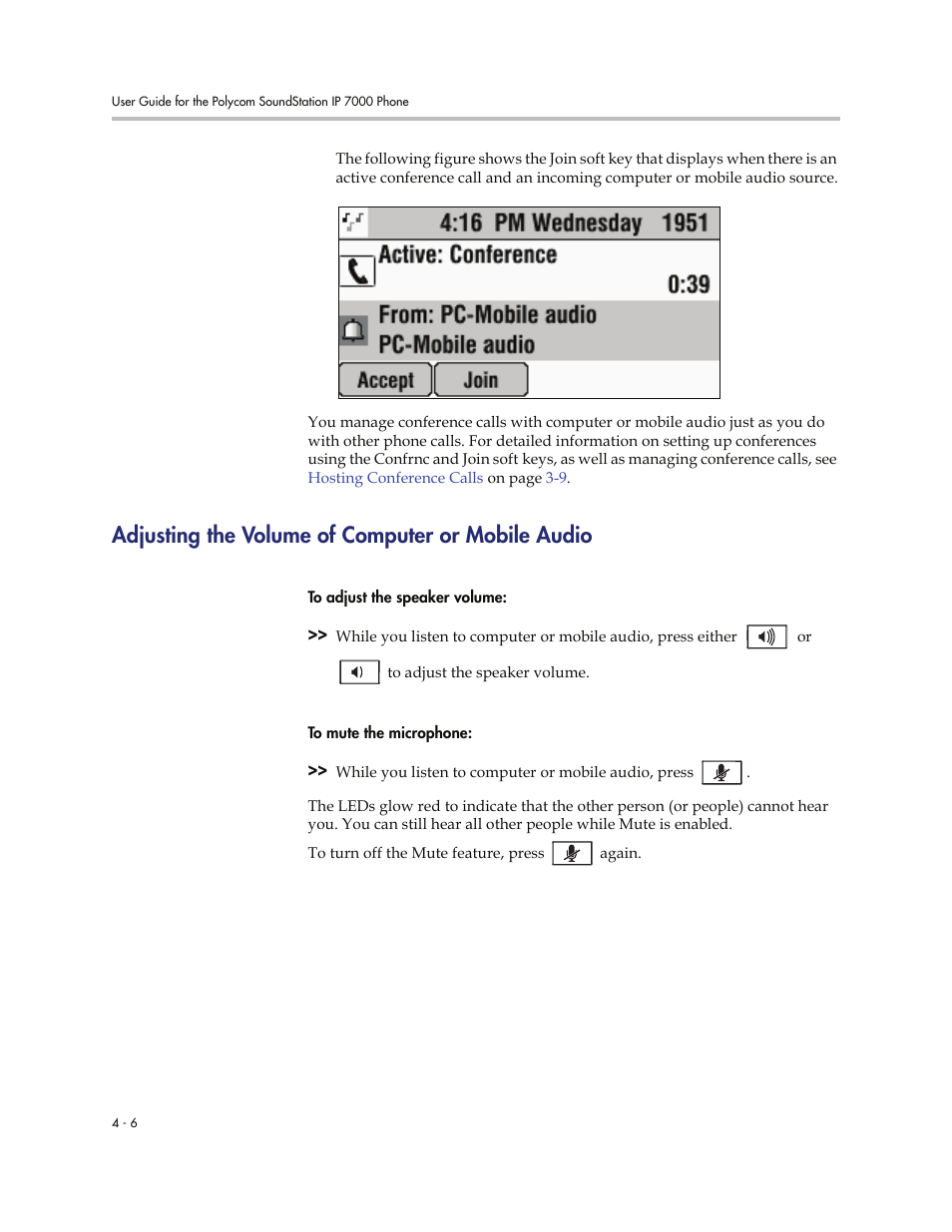 Adjusting the volume of computer or mobile audio | Polycom 7000 User Manual | Page 92 / 130