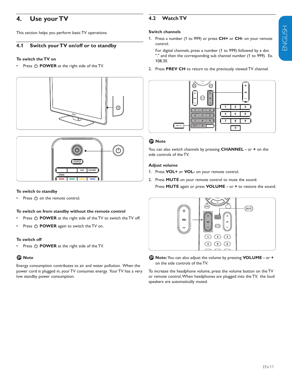 English française esp añol, Use your tv 4 | Polycom 52PFL7403D User Manual | Page 13 / 44