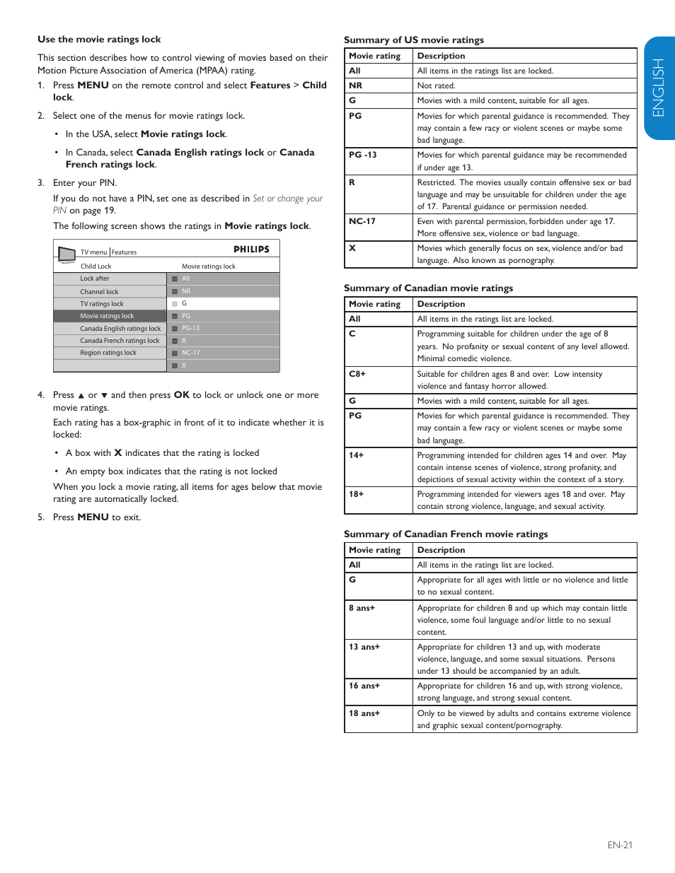 English française esp añol | Polycom 52PFL7403D User Manual | Page 23 / 44