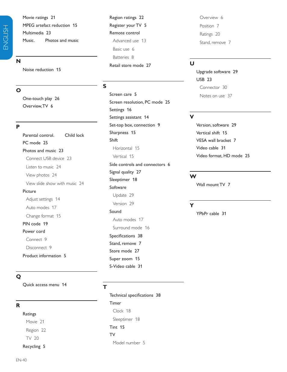 English française esp añol | Polycom 52PFL7403D User Manual | Page 42 / 44