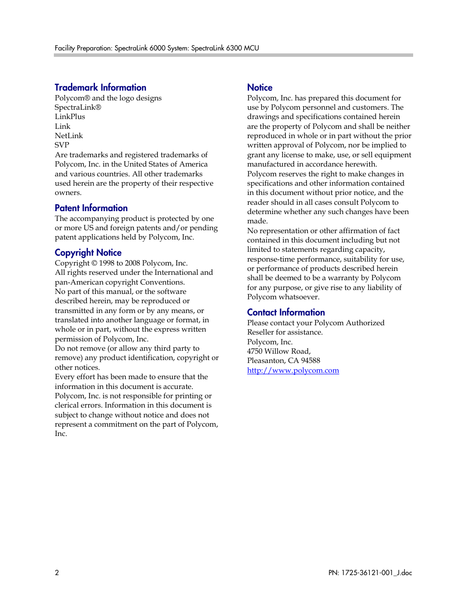 Polycom SpectraLink 6300 MCU User Manual | Page 2 / 50