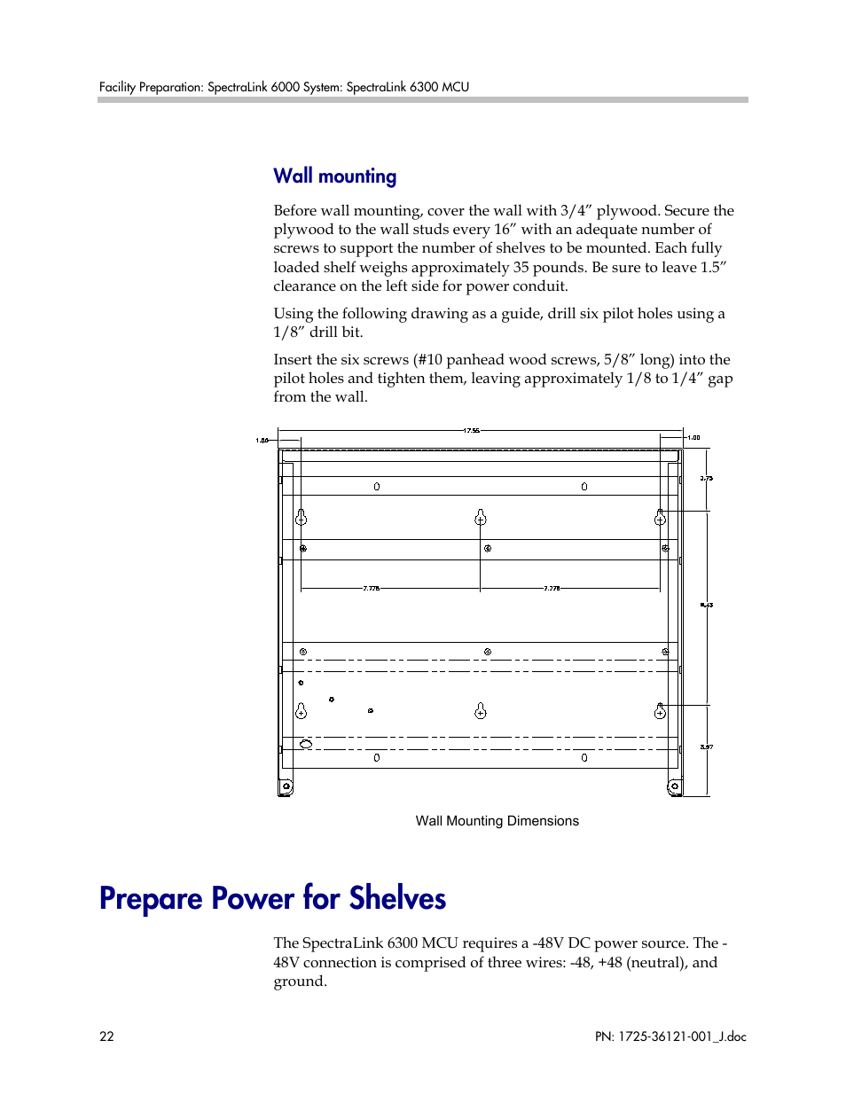 Prepare power for shelves | Polycom SpectraLink 6300 MCU User Manual | Page 22 / 50