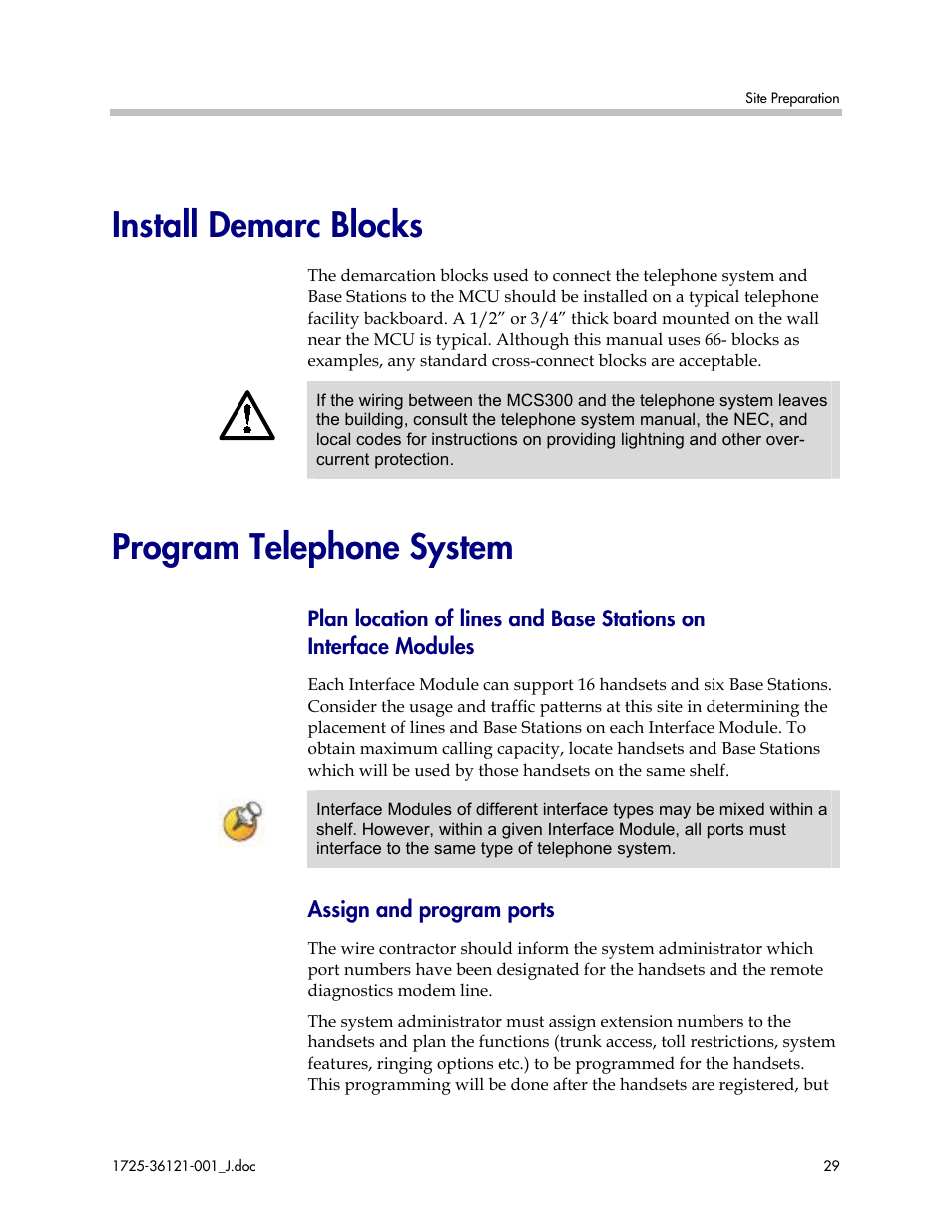 Install demarc blocks, Program telephone system | Polycom SpectraLink 6300 MCU User Manual | Page 29 / 50