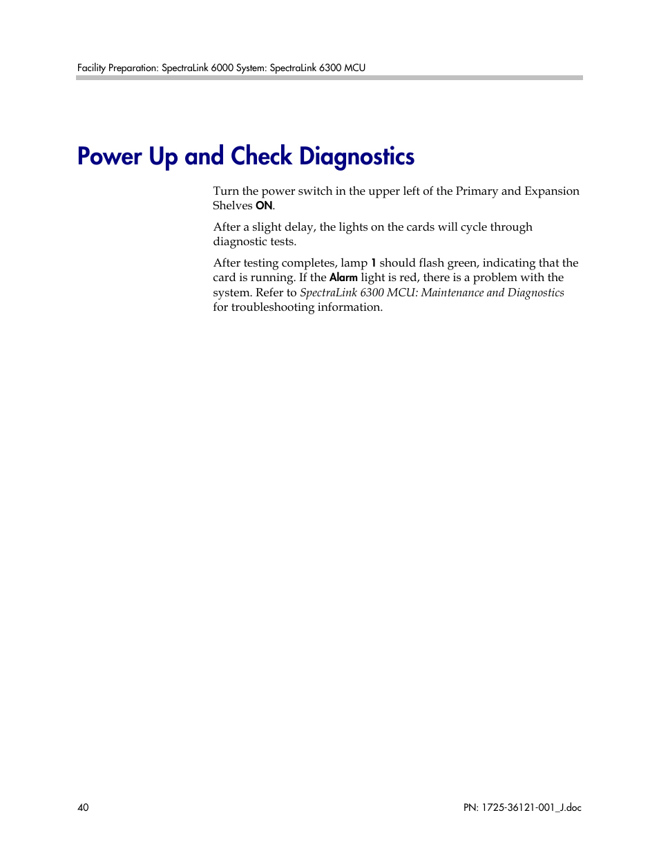 Power up and check diagnostics | Polycom SpectraLink 6300 MCU User Manual | Page 40 / 50
