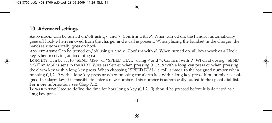 Advanced settings | Polycom KIRK 4020 User Manual | Page 41 / 76