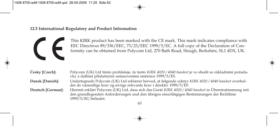 Polycom KIRK 4020 User Manual | Page 63 / 76