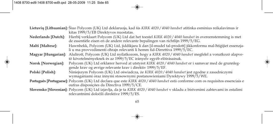 Polycom KIRK 4020 User Manual | Page 65 / 76