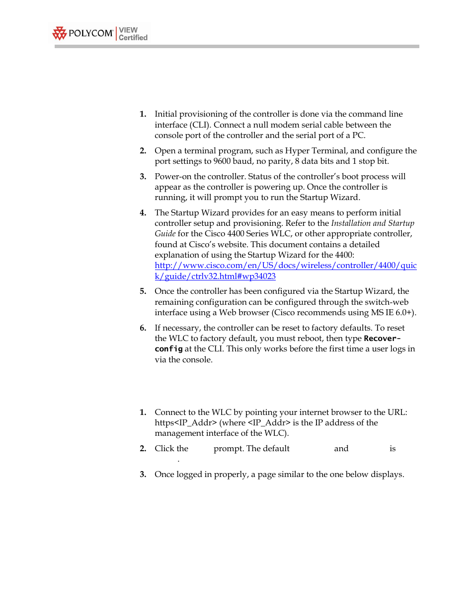 Connecting to the controller via a browser | Polycom 4400 User Manual | Page 24 / 40